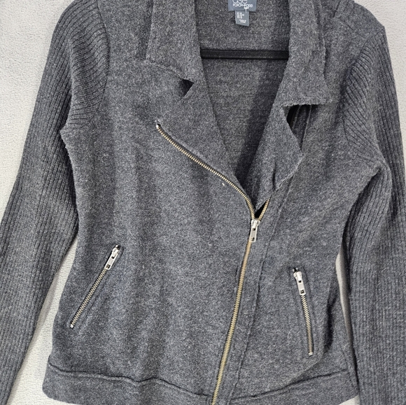 Paraphrase Wool 100% Full Side Zipper Cardigan Swester Womens Medium Dark Gray - Picture 2 of 8